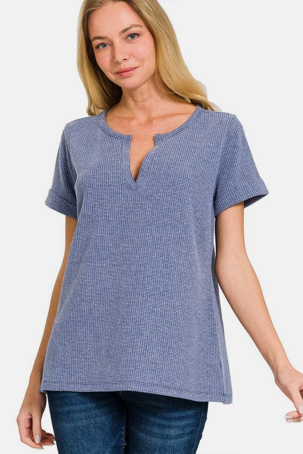 Trendsi Women's Blouse Notched Neck Casual Chic Top