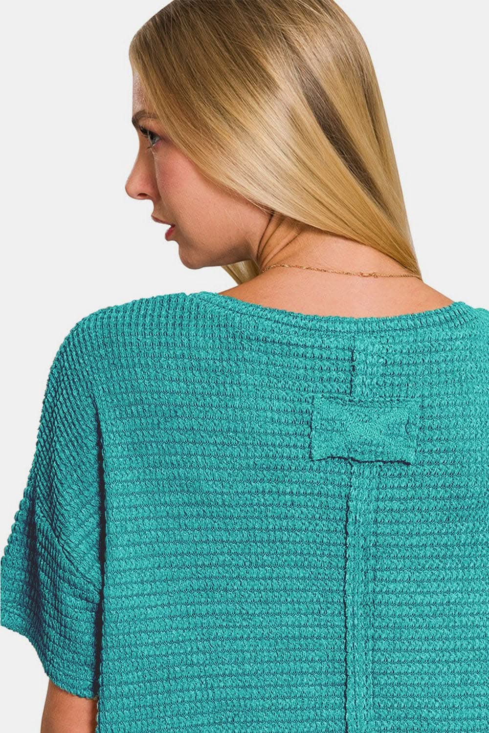 Trendsi Jacquard Knit Top Drop Shoulder Relaxed Fit — Textured Casual
