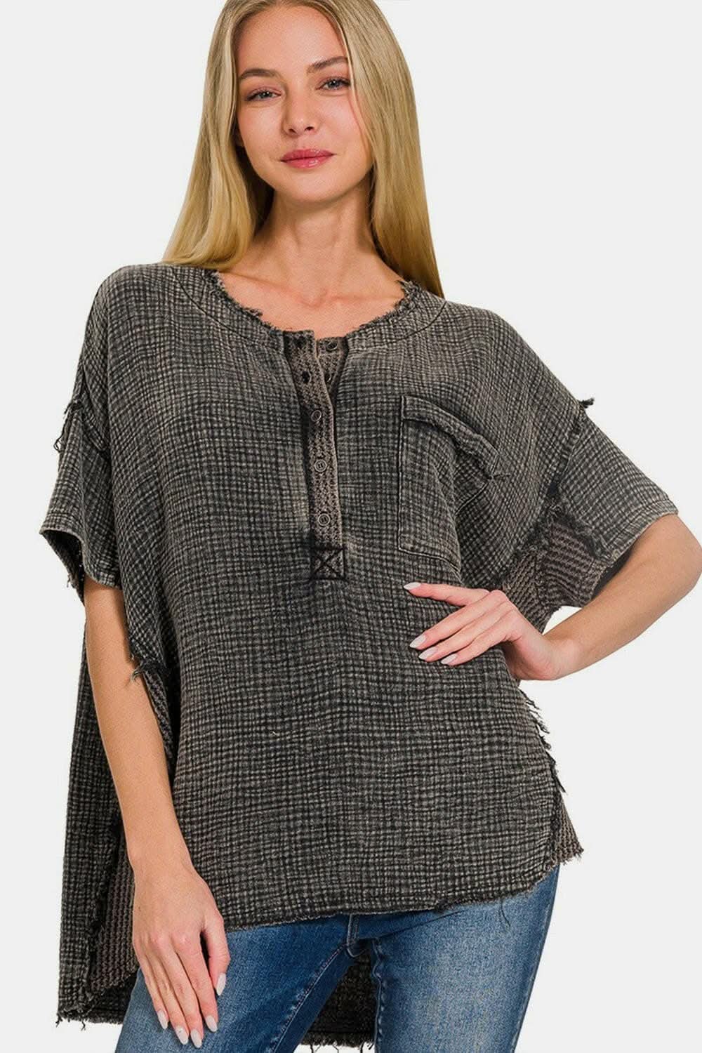 Accessories Trendsi just arrived - Zenana vintage half button tee