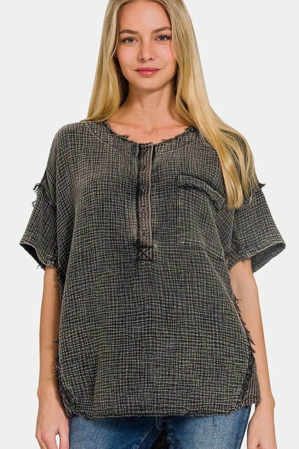 Accessories Trendsi just arrived - Zenana vintage half button tee