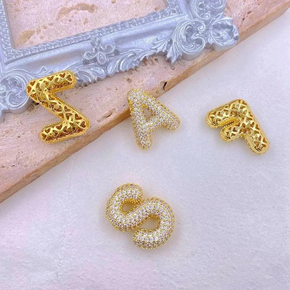 T-Shirts Trendsi Necklaces - Zircon gold letter charm pendant