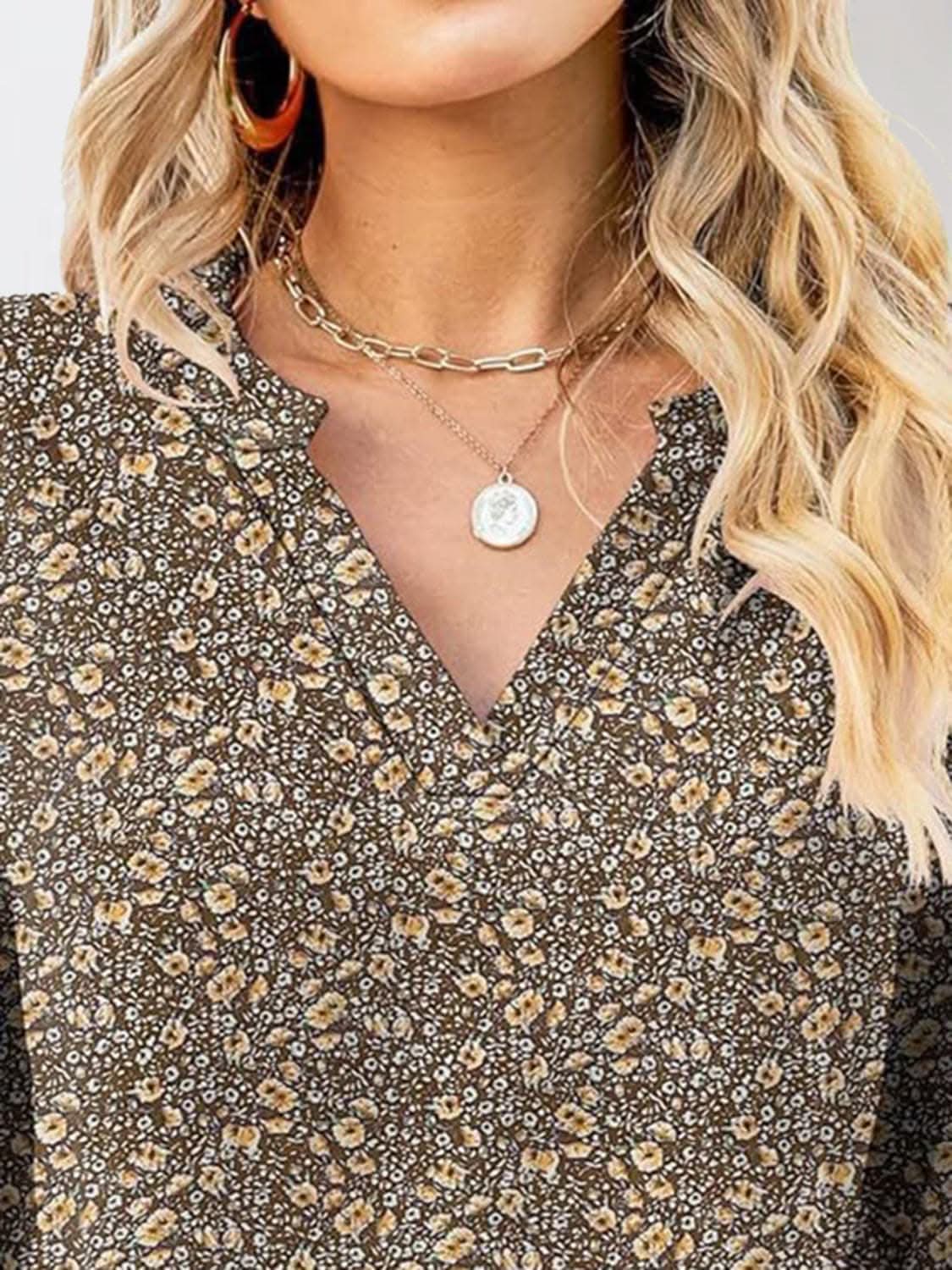 T-Shirts Trendsi Shirts - Chic Notched Sleeve Blouse - Premium Quality