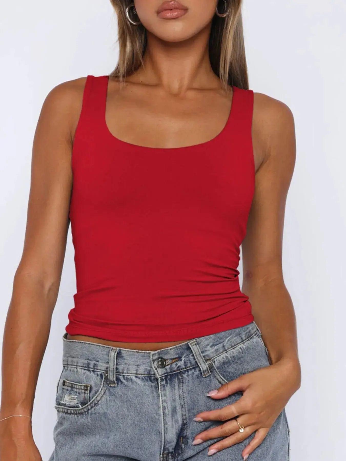Women's Square Neck Wide Strap Tank Top