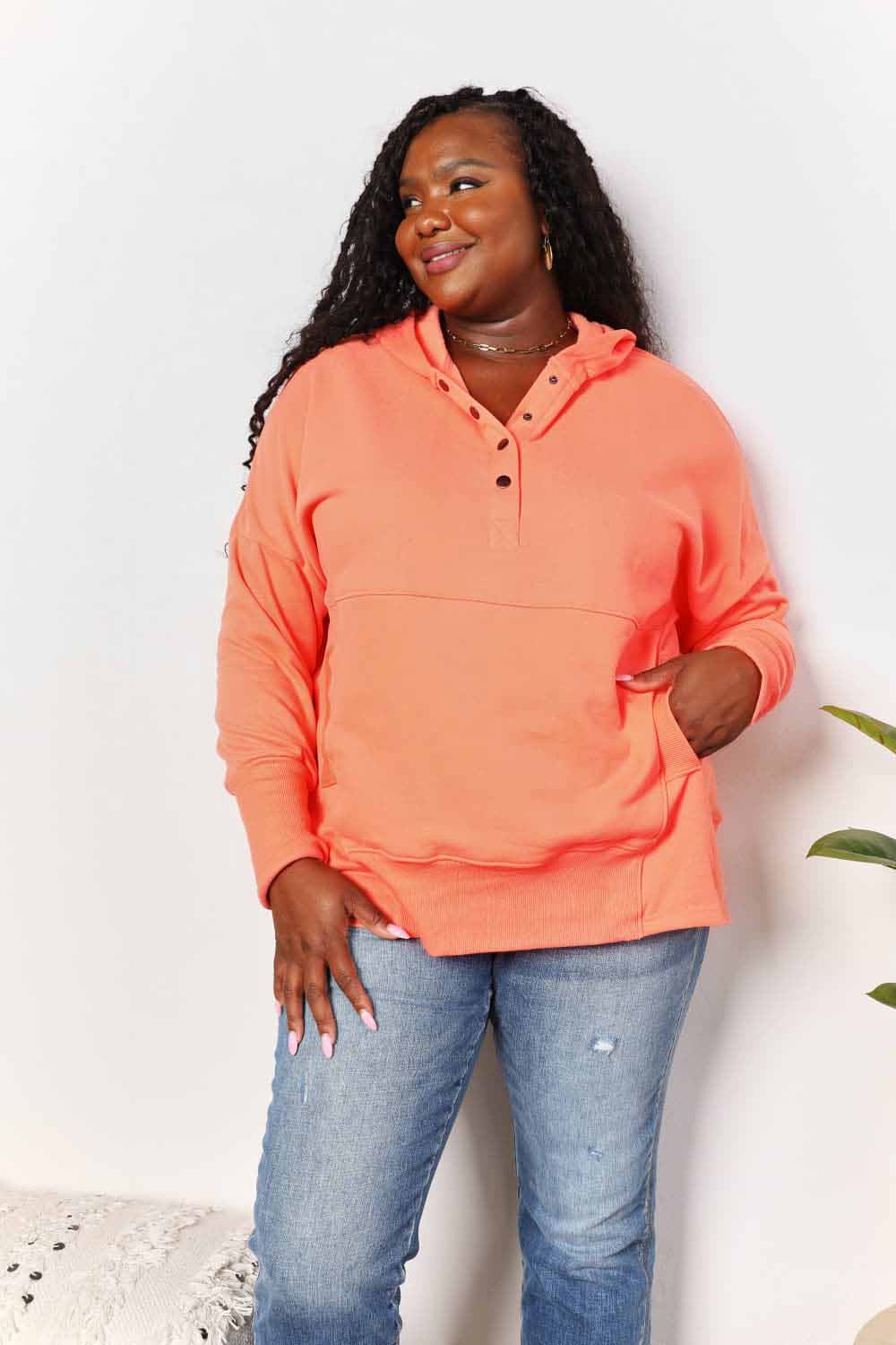 Jackets Trendsi Chic quarter-snap hoodie for women