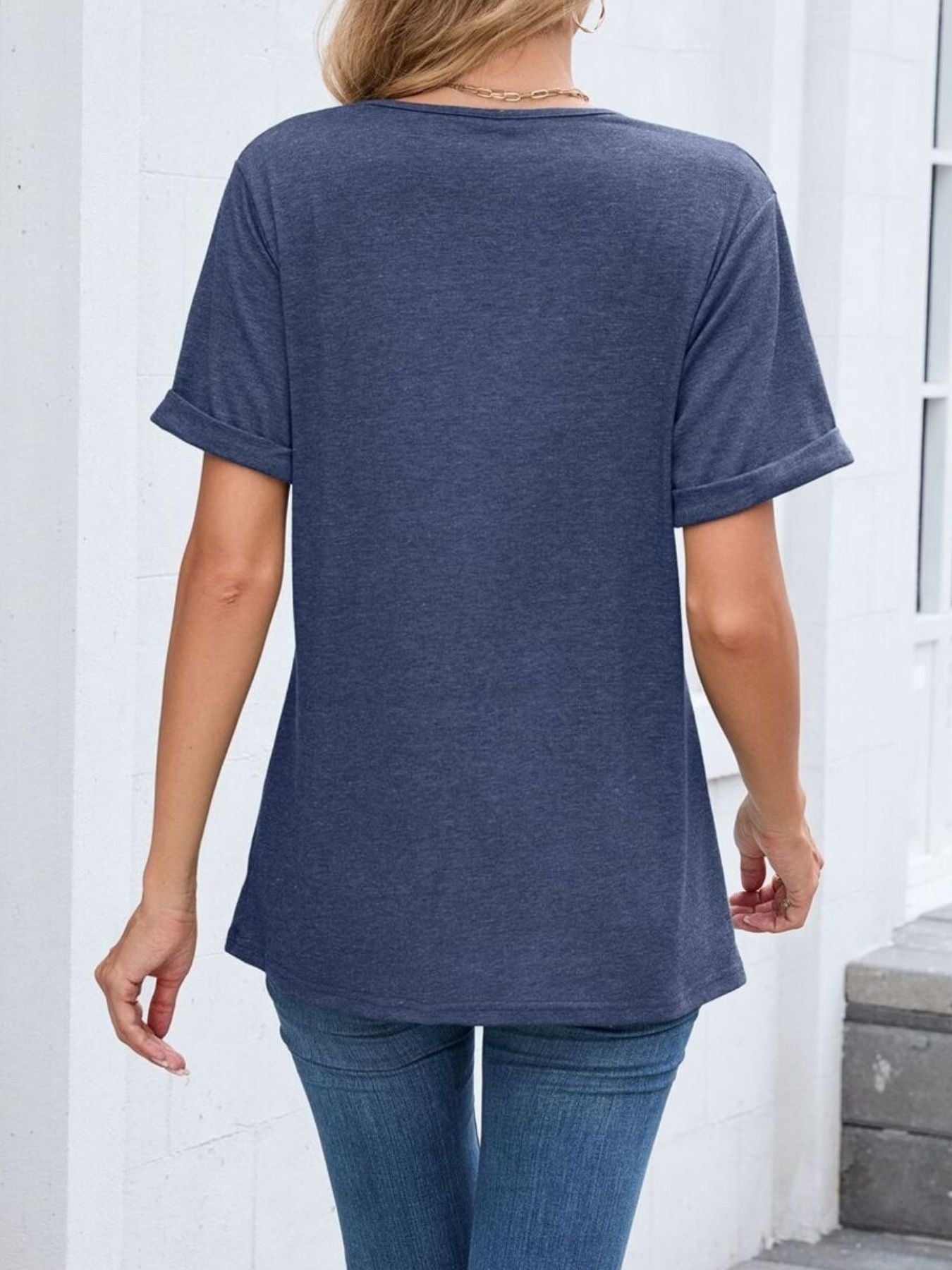 Casual V Neck Short Sleeve T Shirt