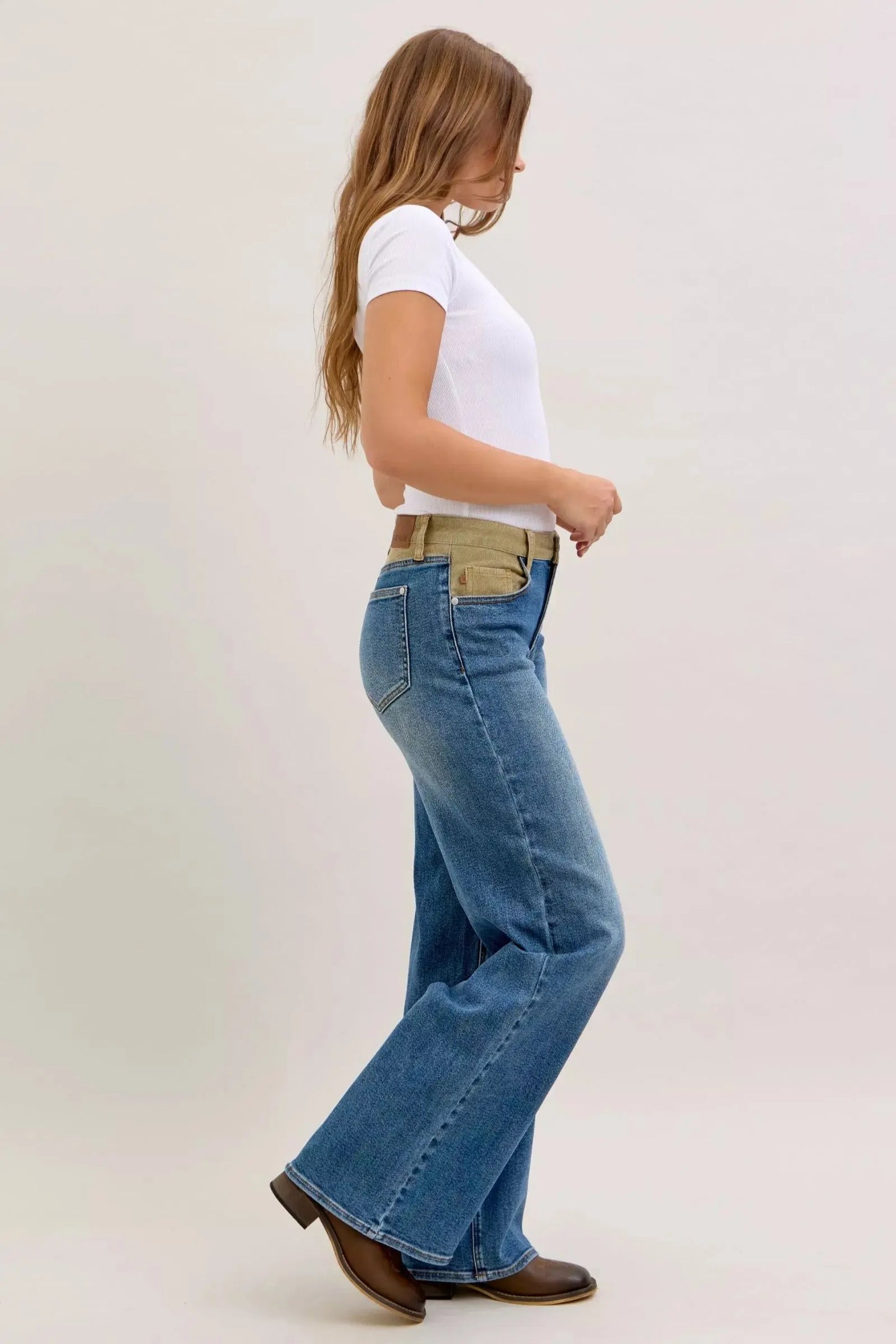 Judy Blue Jeans - MR Column Straight Jeans with Corduroy Waist