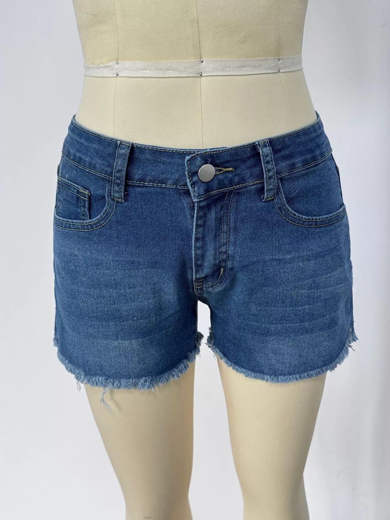 High Waist Raw Hem Denim Shorts