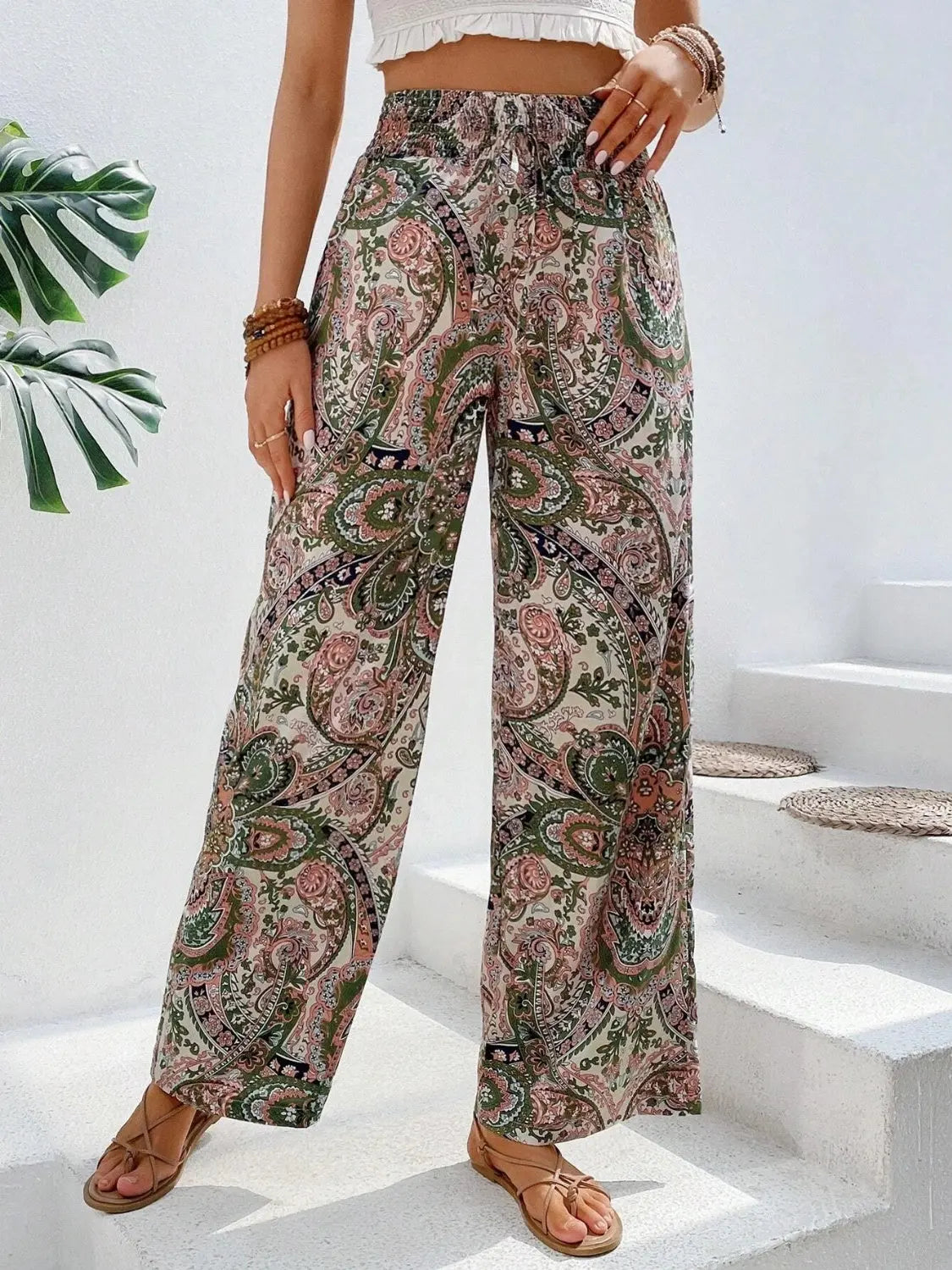 Boho Paisley Printed Wide Leg Pants