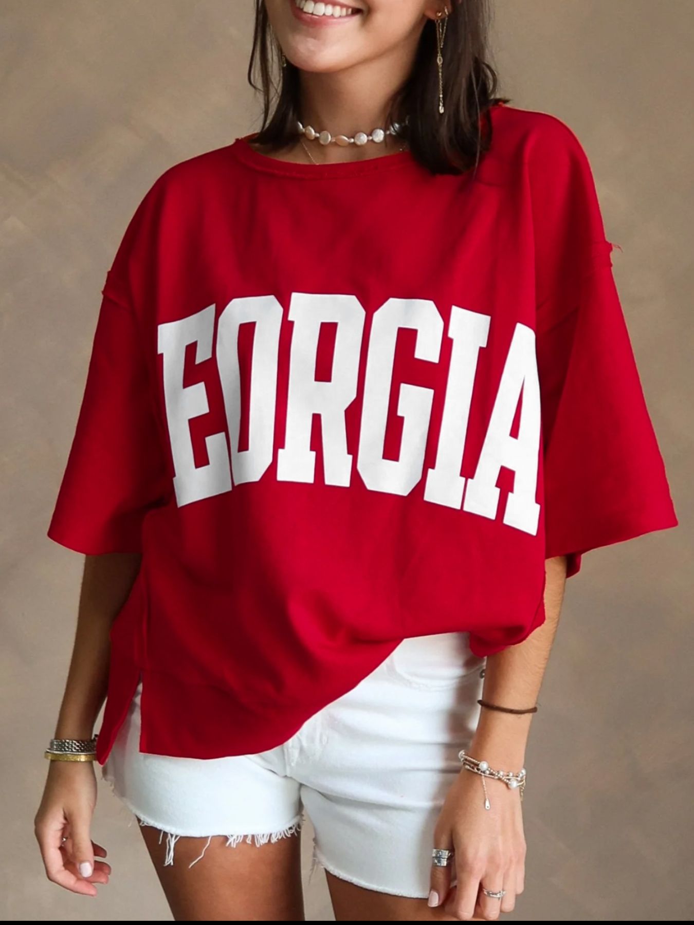 GEORGIA Raw Seam Oversized Drop Shoulder T Shirt