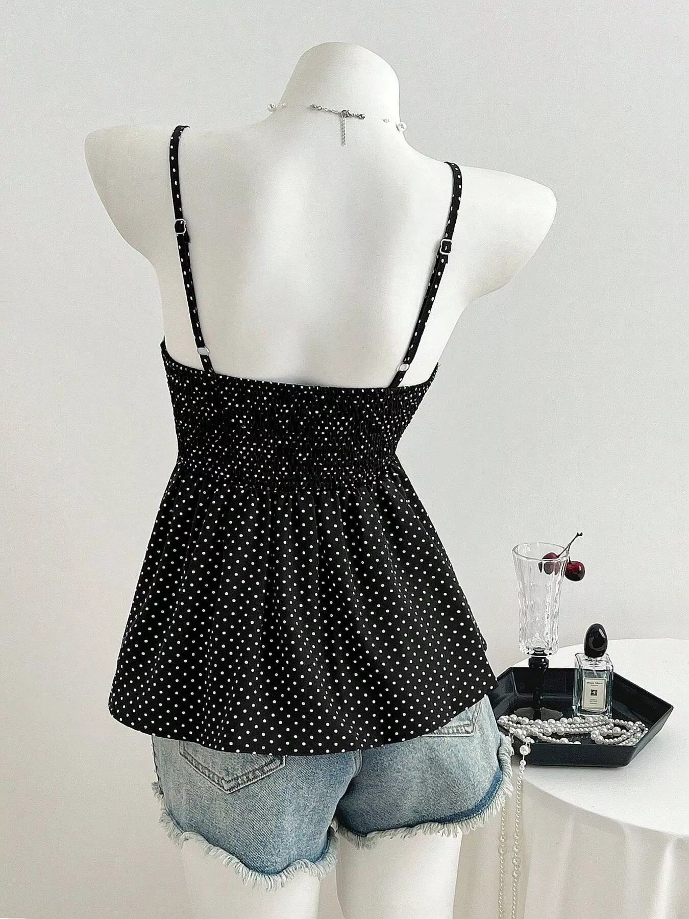Polka Dot V Neck Cami Top