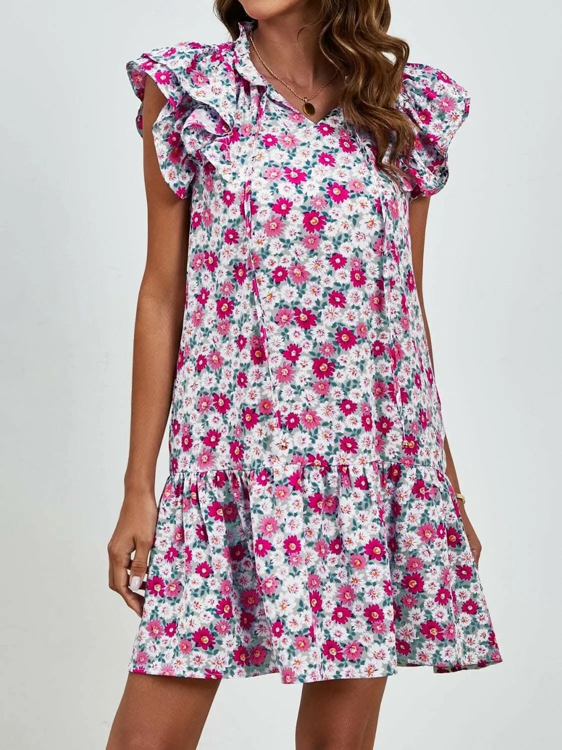 Trendsi Maternity Floral Cap Sleeve Dress Brick Red