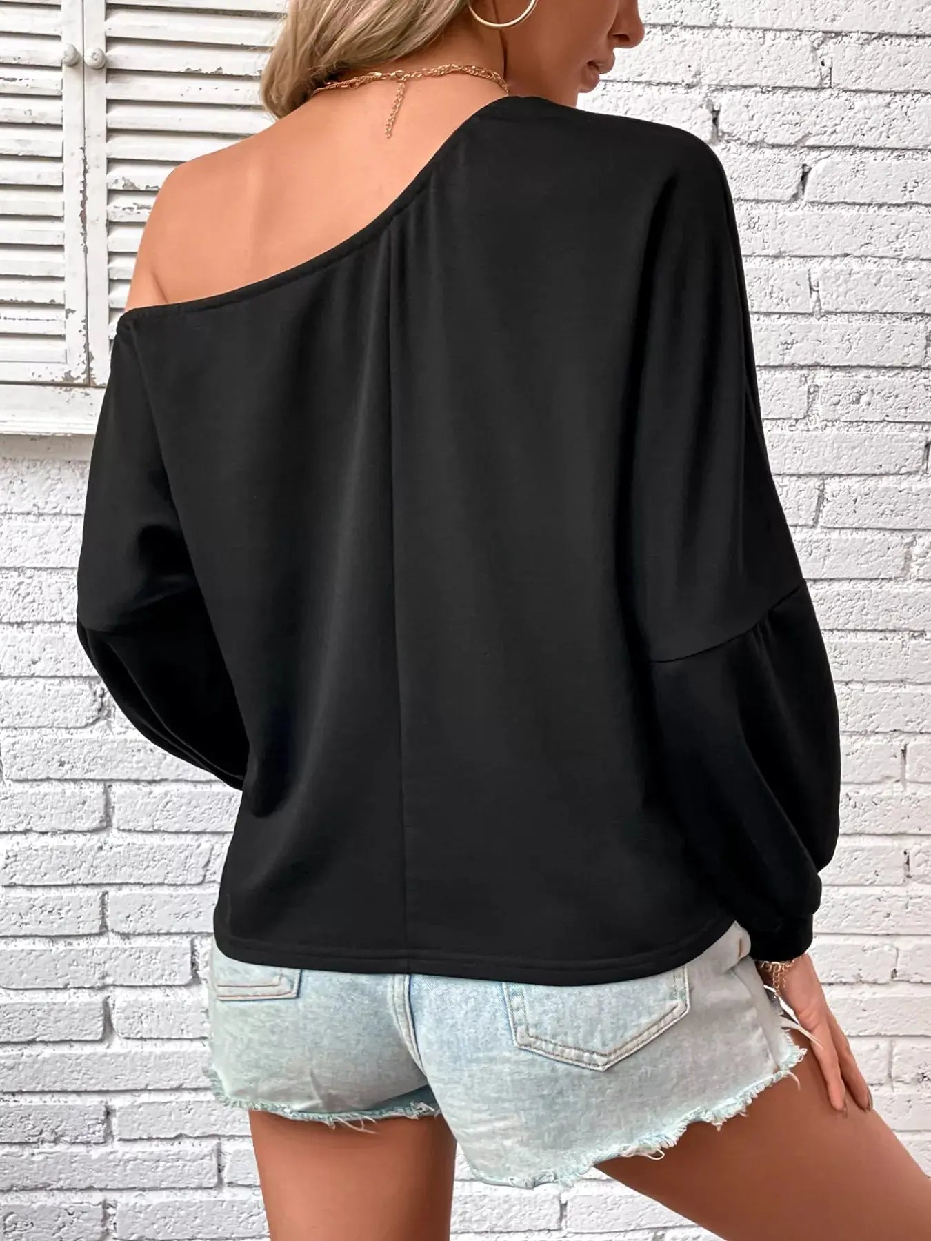 Asymmetrical Long Sleeve One Shoulder Sweatshirt