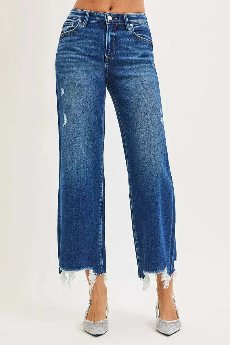 RISEN Jeans - High Rise Crop Wide Leg Jeans