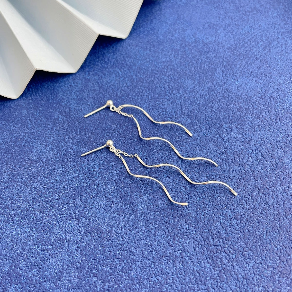 925 Sterling Silver Wave Dangle Earrings