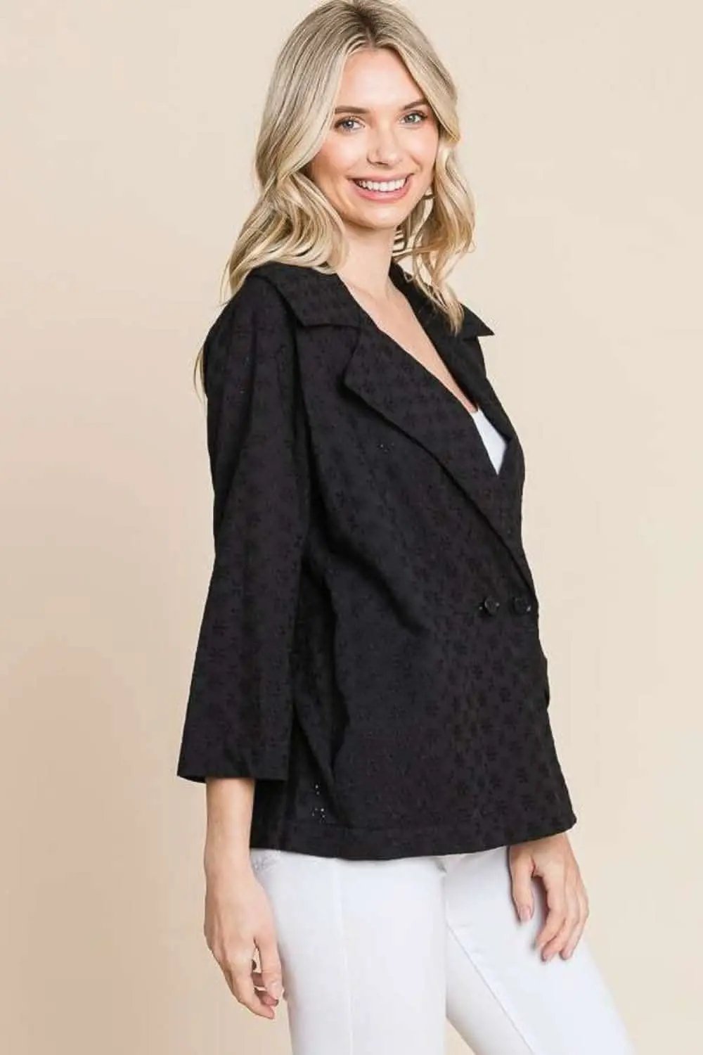 Women's Fashion Jacket Jacket - Eyelet Detail - Chic Style