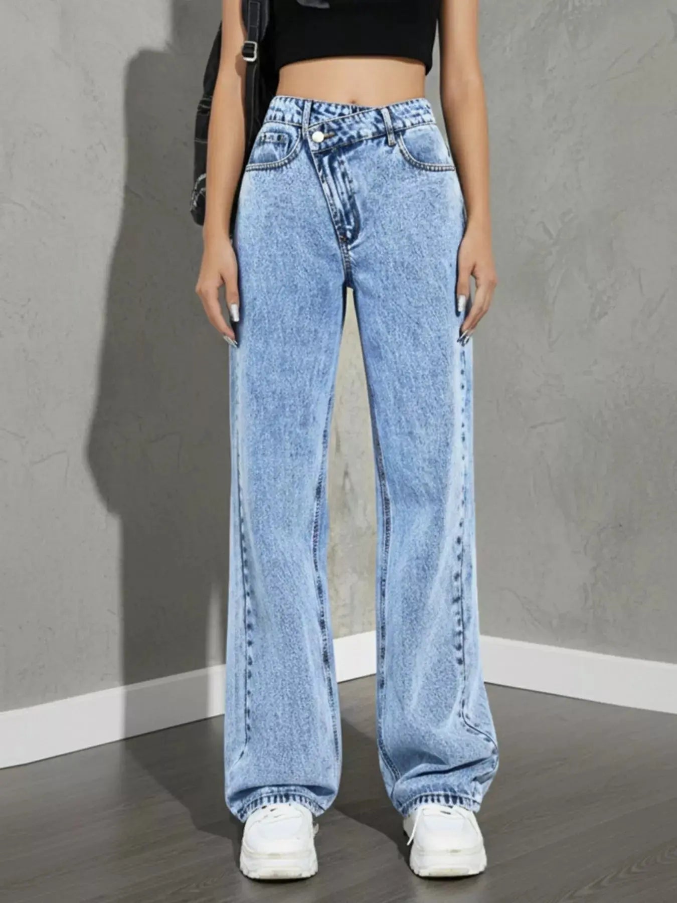 High Waist Wide Leg Denim Jeans