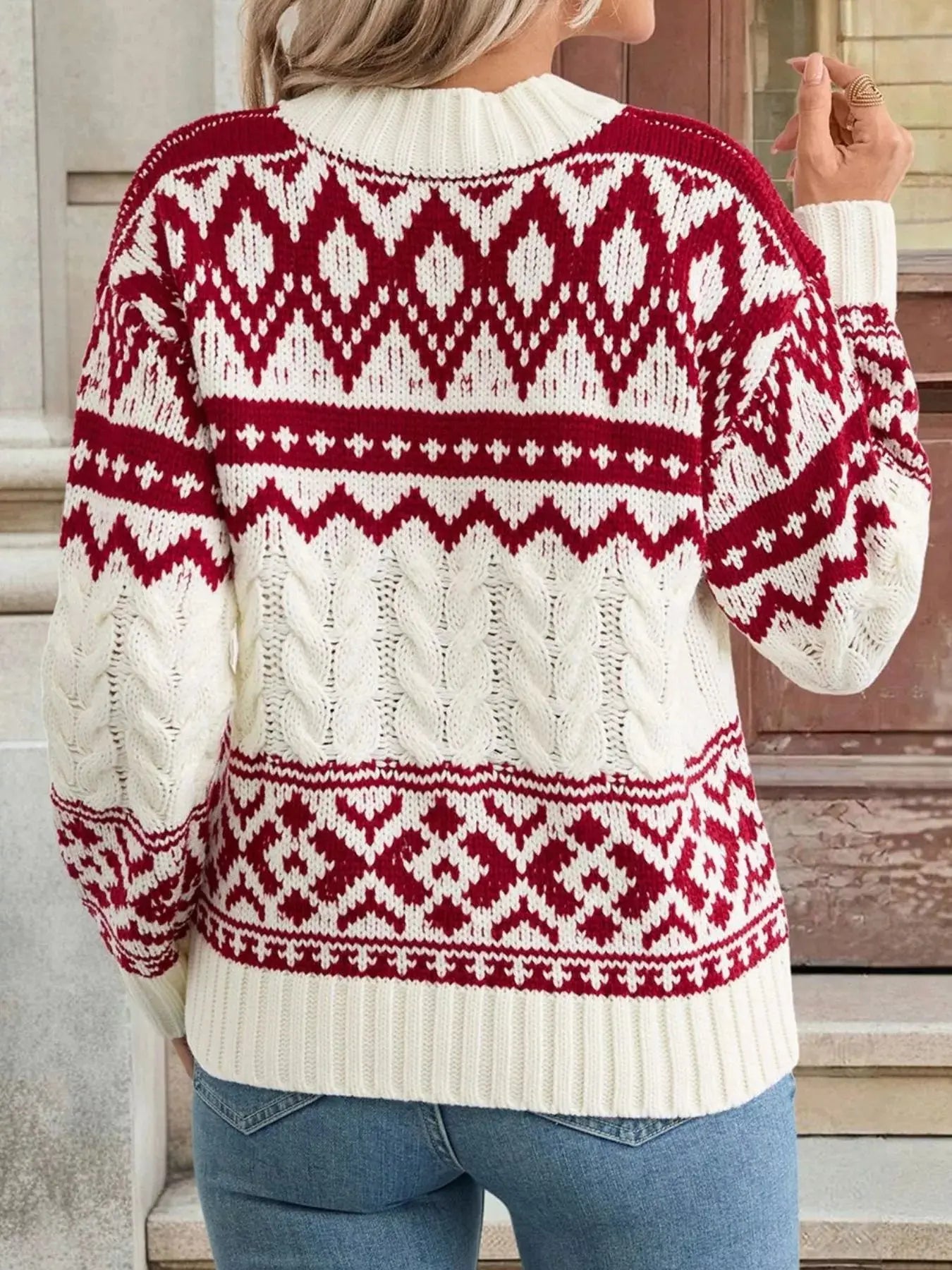 Long Sleeve Cable Knit Christmas Sweater