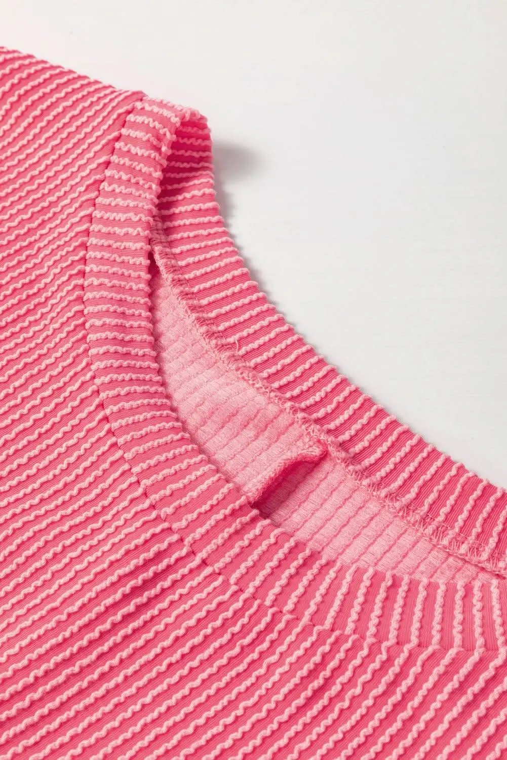 T-Shirts Love Salve Peach Blossom Ribbed Tee Plus Size Women's Versatile Top - Chic & Fashionable