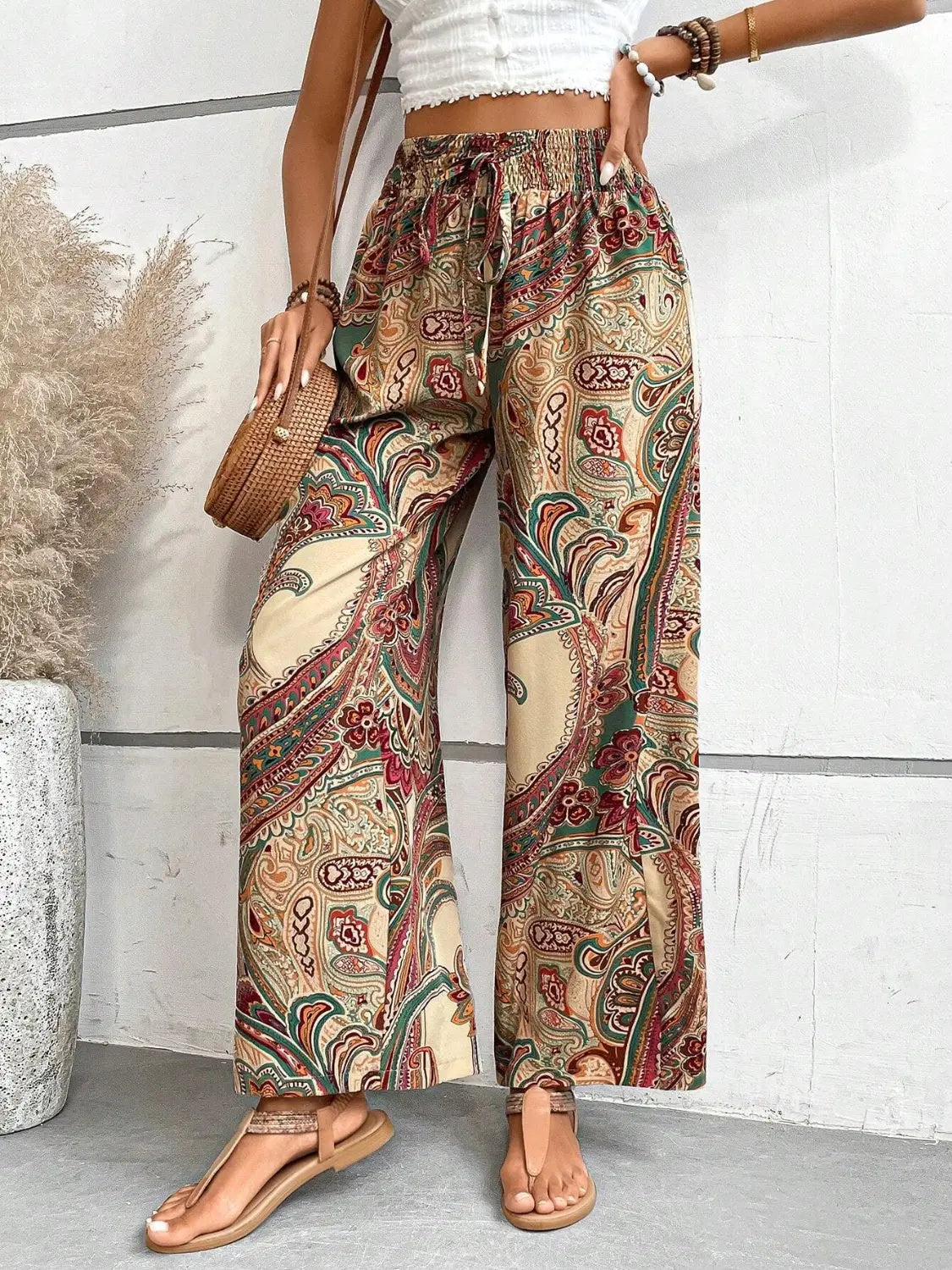 Boho Paisley Printed Wide Leg Pants