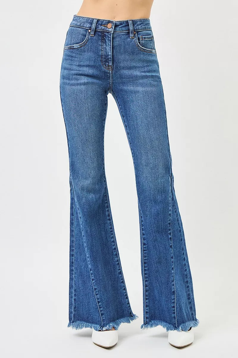 RISEN Jeans - Mid Rise Flare Side Seam Detailing Jeans