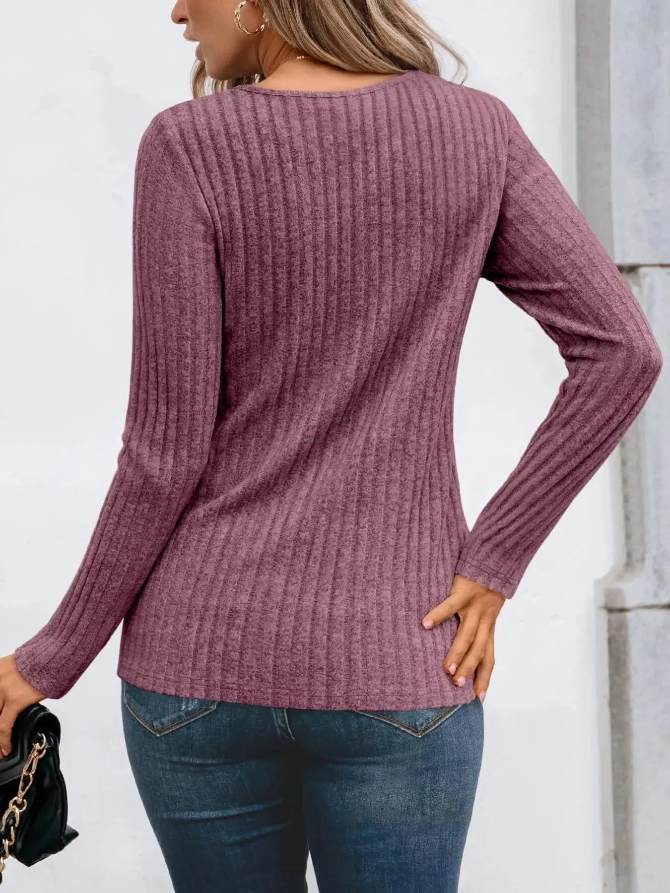 Ribbed Long Sleeve T Shirt