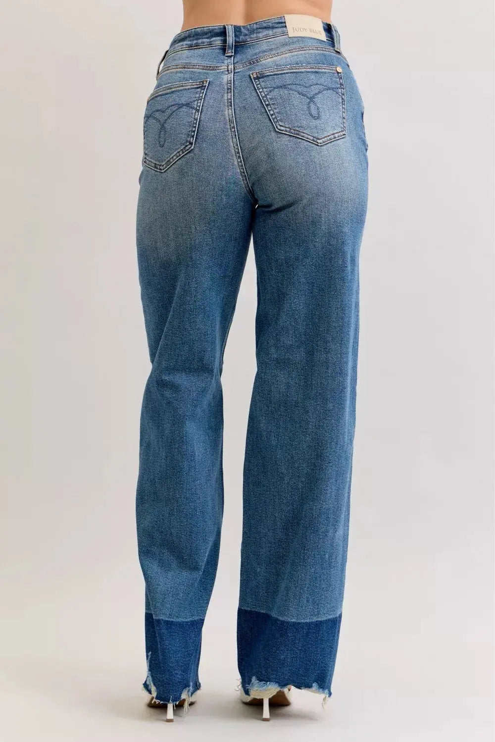 Judy Blue Jeans - Raw Hem High Waist Column Straight Jeans