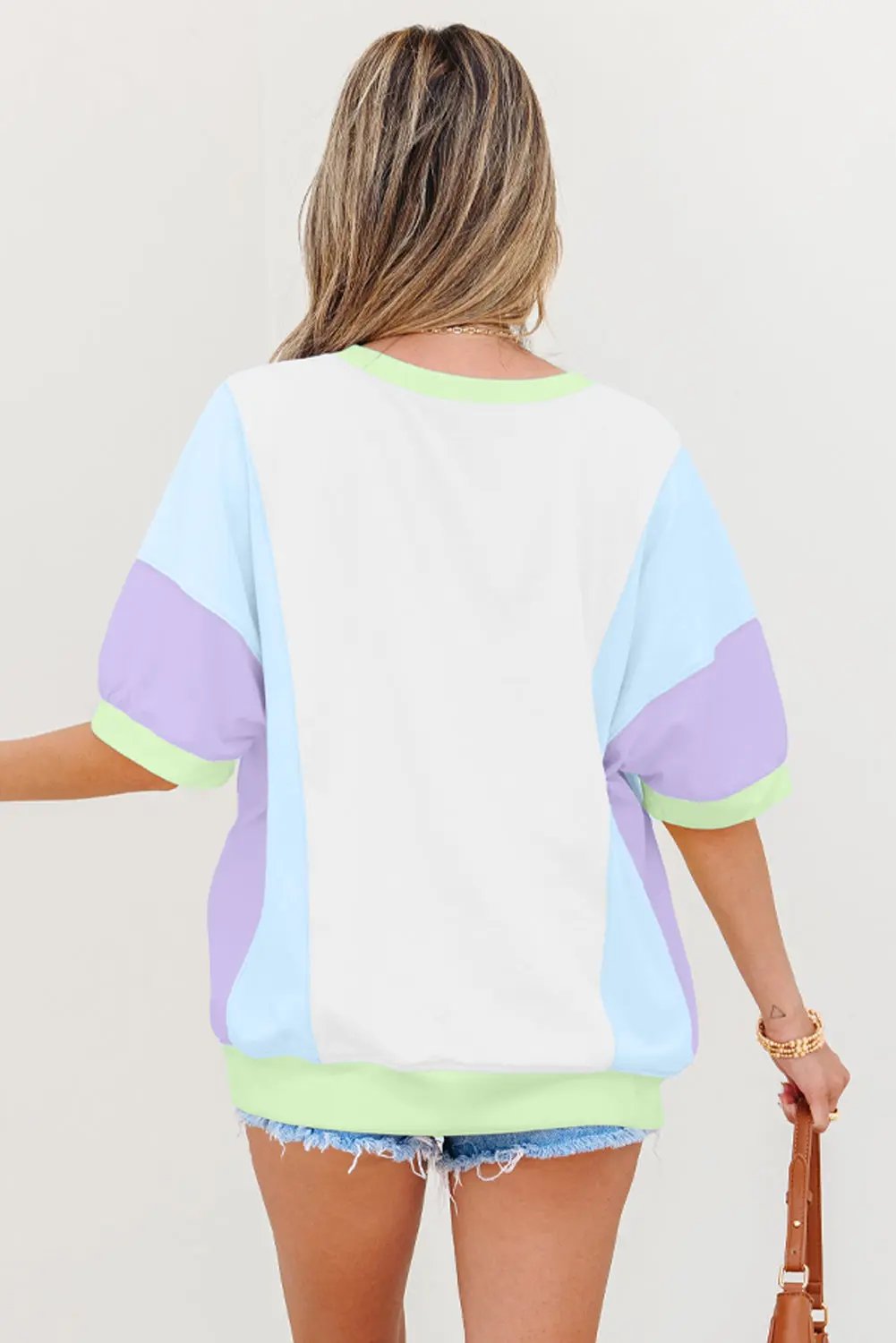 T-Shirts Love Salve Color Block Tee Women's Daily Oversized T-Shirt Casual Summer Top