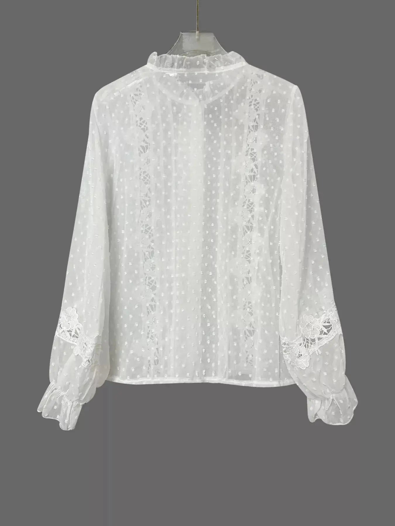 Lace Trimmed Swiss Dot Shirt