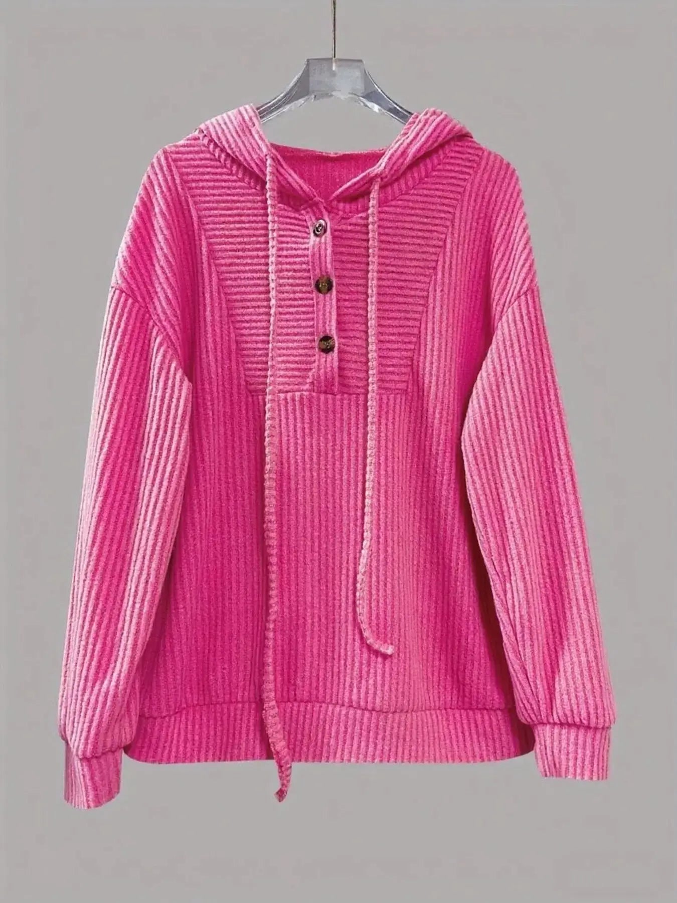 Button Front Drawstring Hoodie