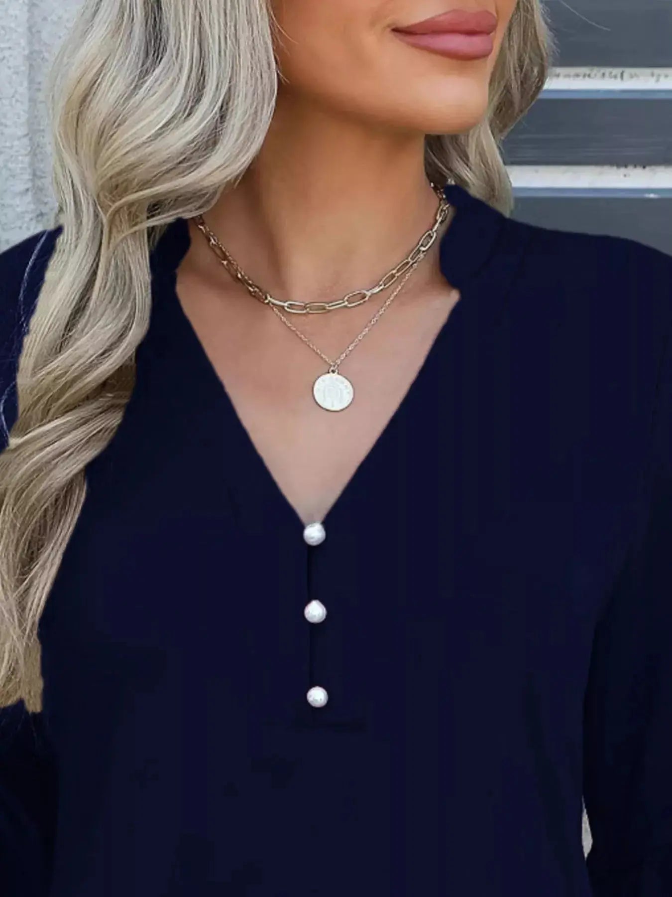 Full Size Notched Flounce Sleeve Blouse