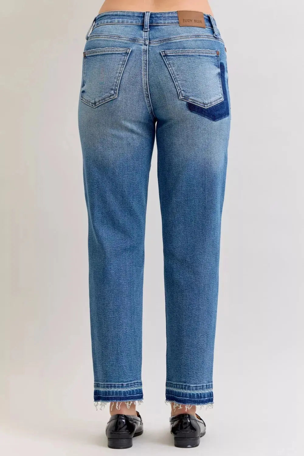 Judy Blue Jeans - Plus Size Mid Rise Boyfriend Destroy Jeans with Release Hem