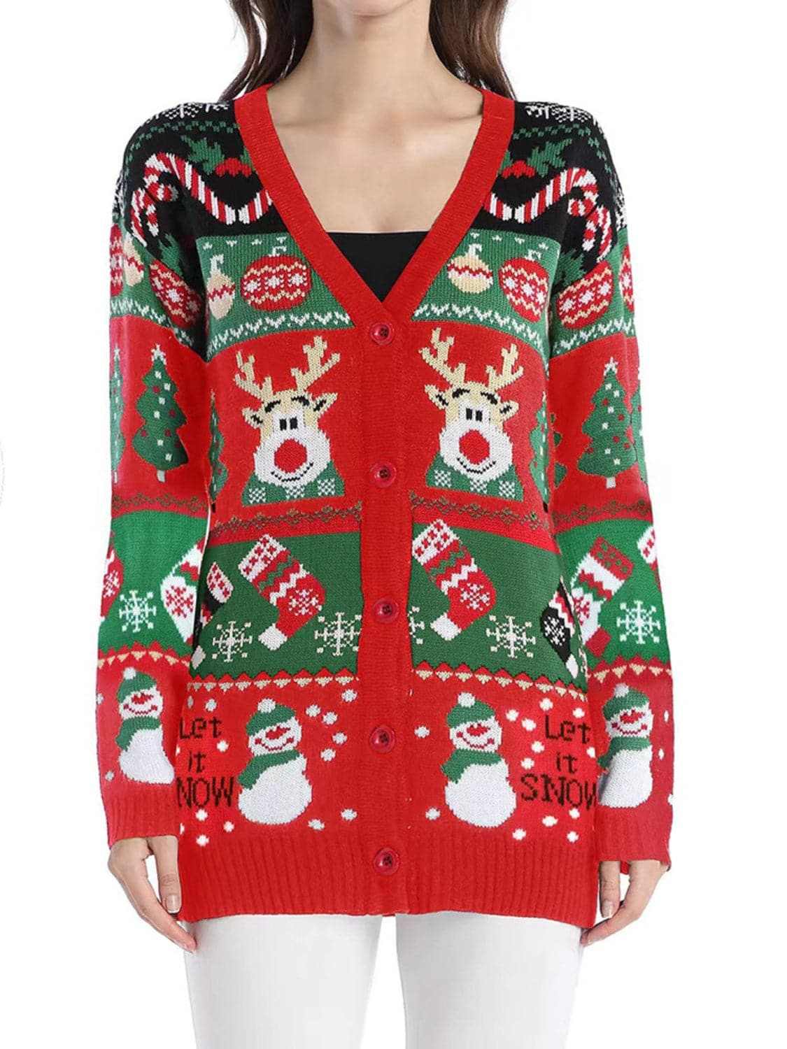 Sweaters Trendsi Reindeer Print Cardigan for Women