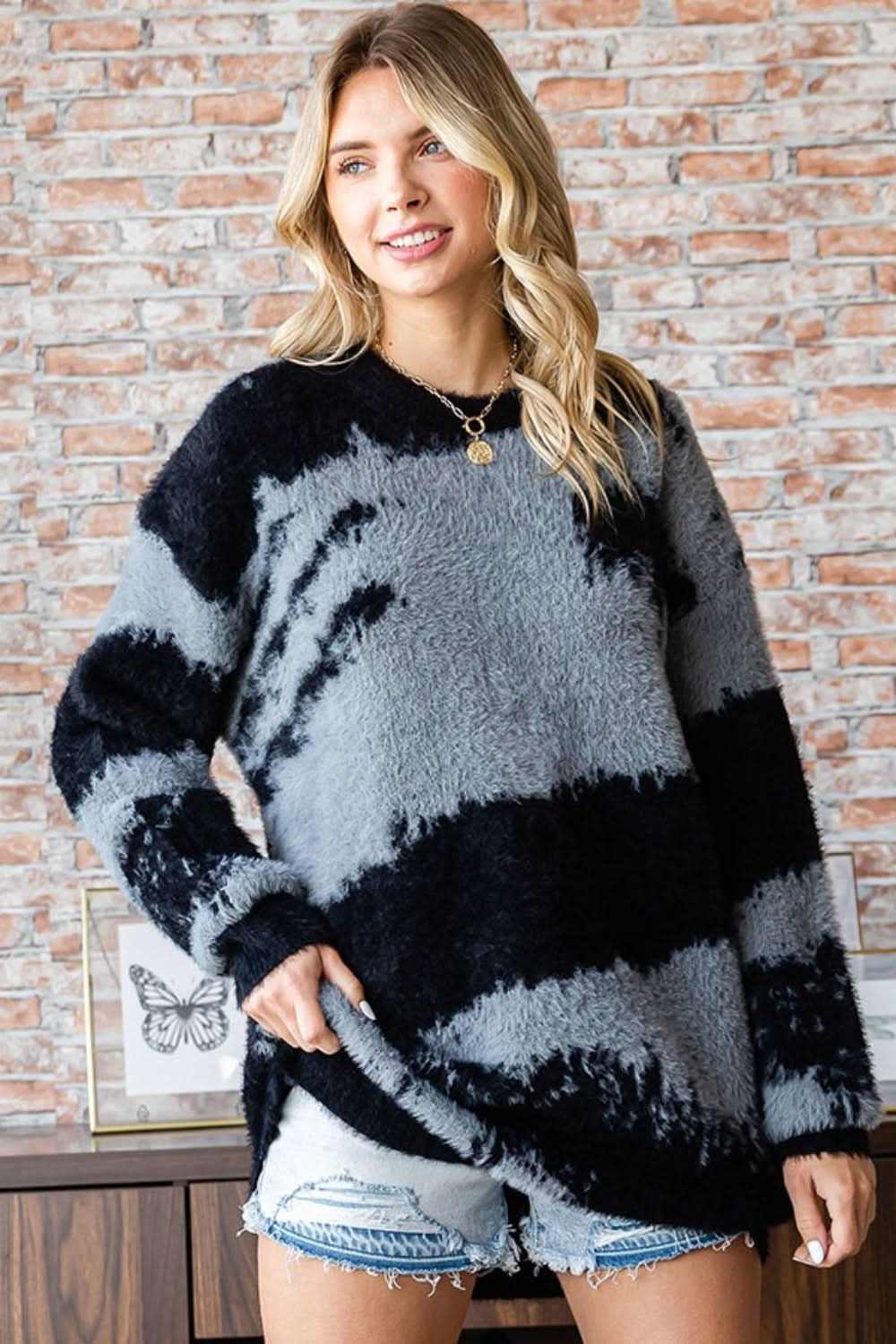 Sweaters Trendsi Feather Yarn Sweater Women's Fall/Winter Cozy Warm Knit Top