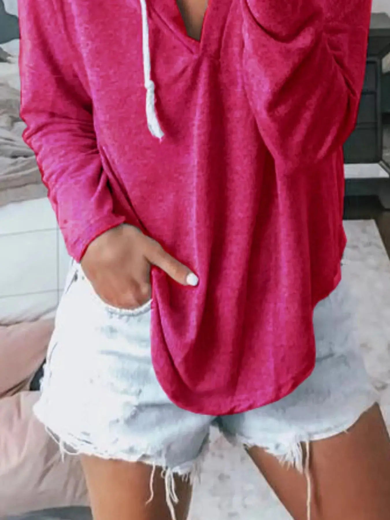 Plus Size Drawstring Long Sleeve Hoodie