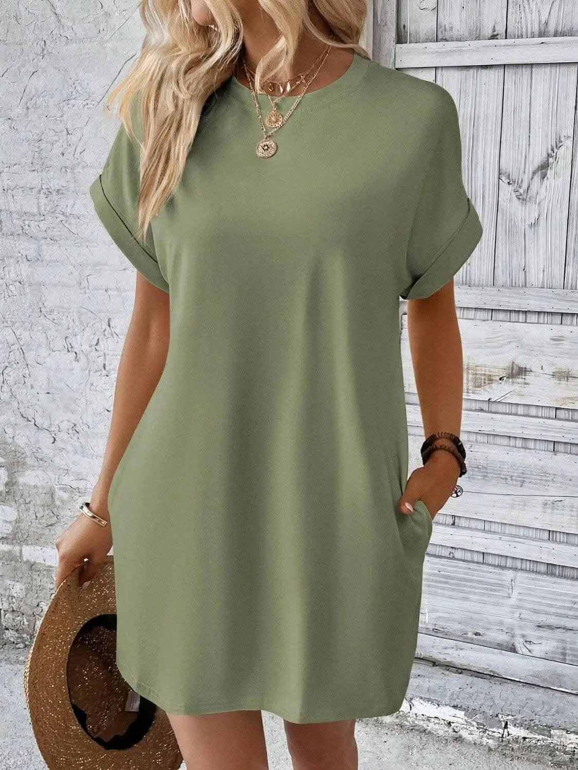 Women's Mini Dress Round Neck by Trendsi | Light Gray