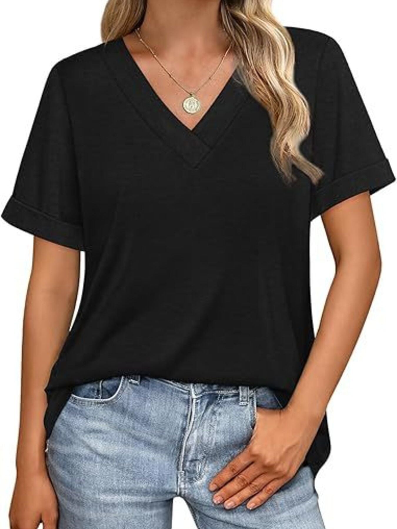 Casual V Neck Short Sleeve T Shirt