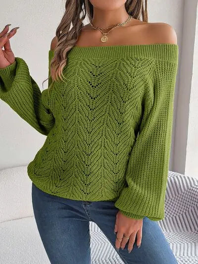 Off-Shoulder Long Sleeve Sweater