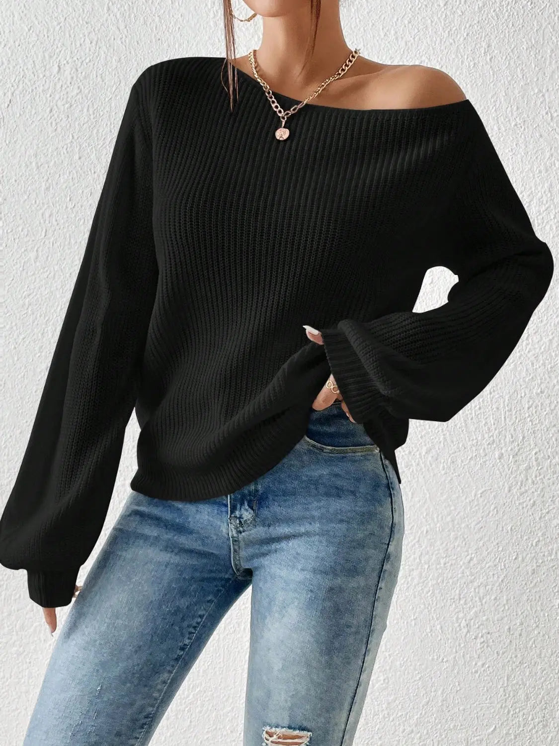 Honey Long Sleeve One Shoulder Sweater