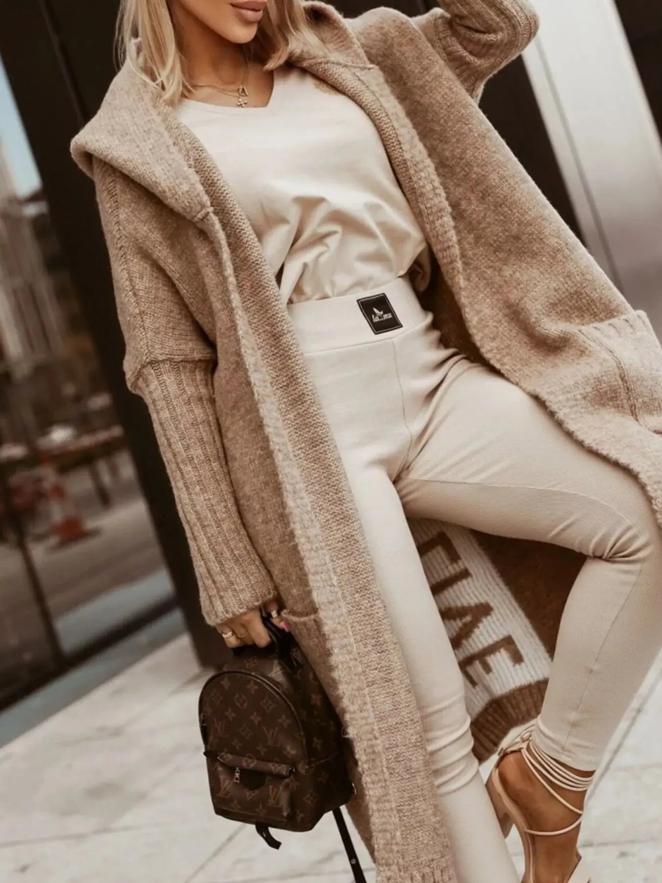 Full Size Hooded Knit Open Front Cardigan