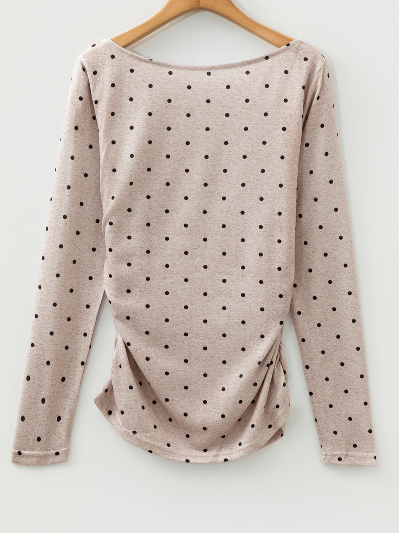 Polka Dot Boat Neck Knit Long Sleeve Shirt