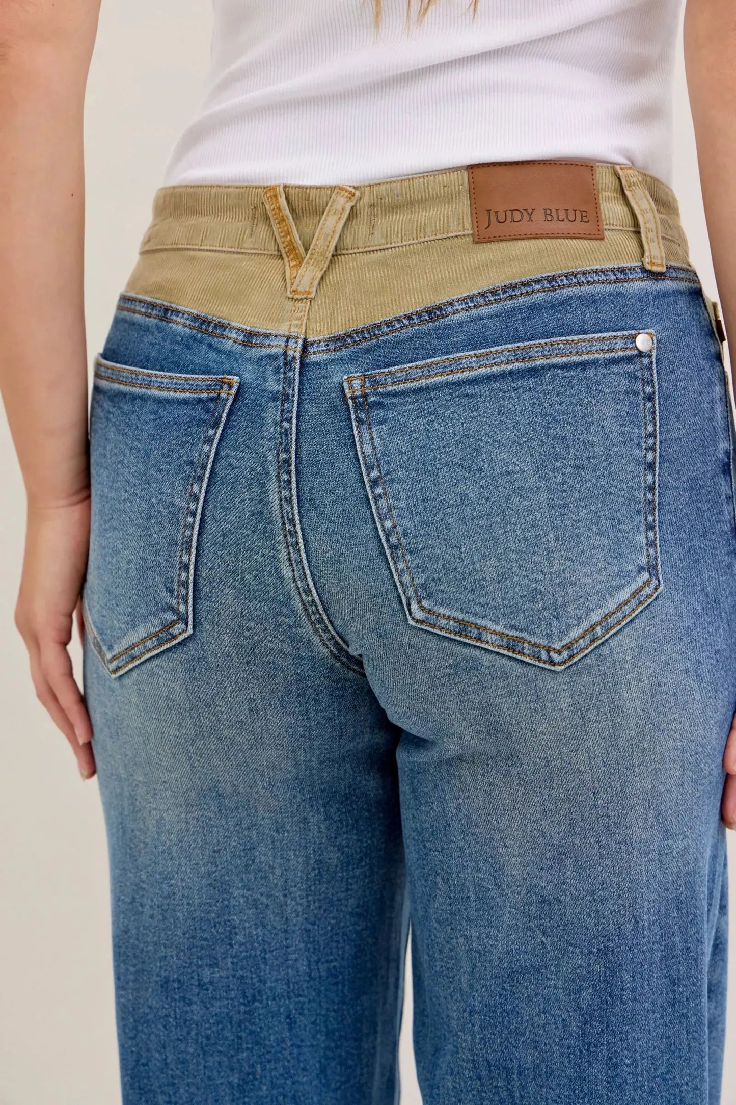 Judy Blue Jeans - MR Column Straight Jeans with Corduroy Waist