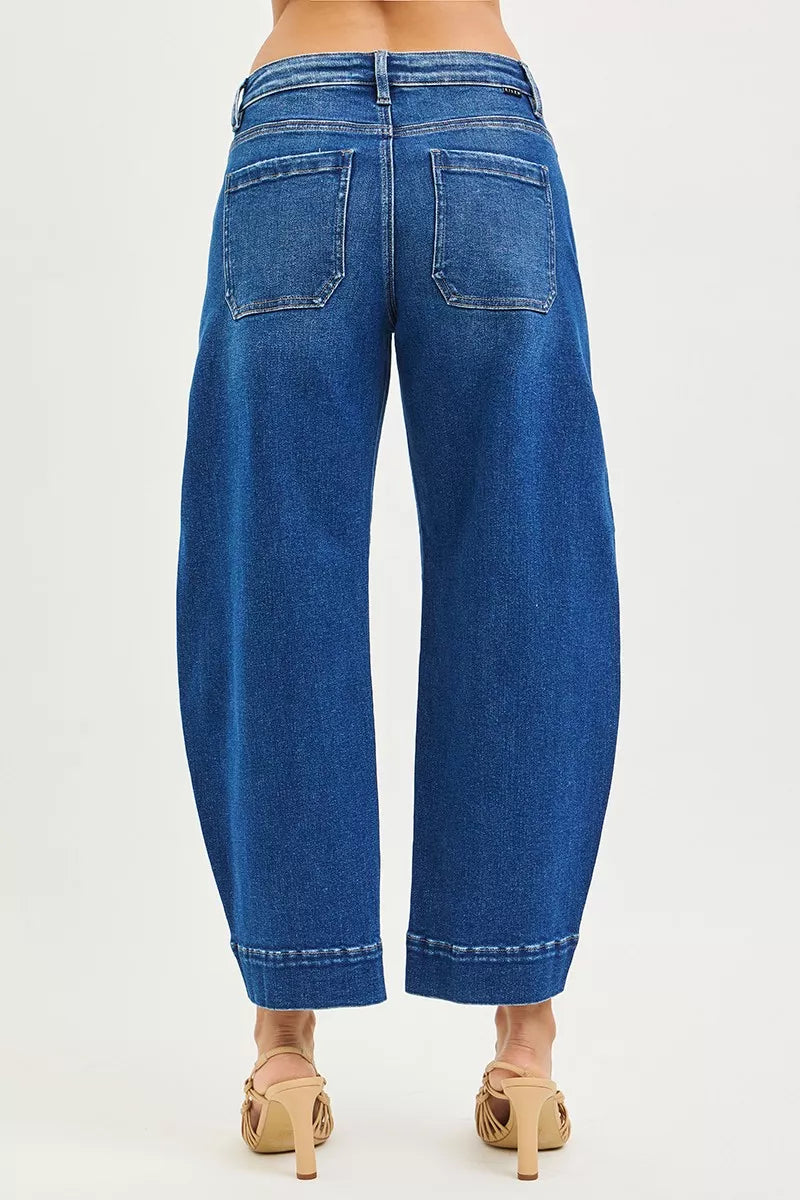 RISEN Jeans - Mid Rise Crop Barrel Jeans