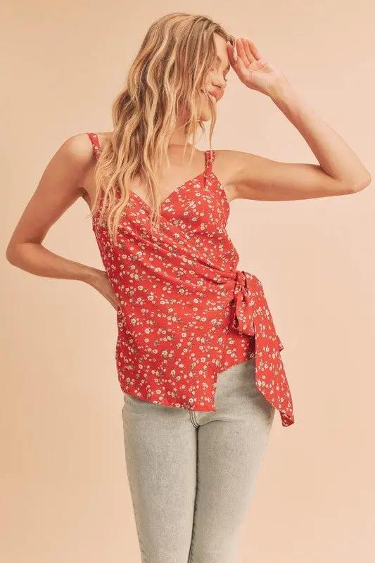 Jackets Trendsi Aemi + Co Ditsy Floral Cami Top - Red - Medium