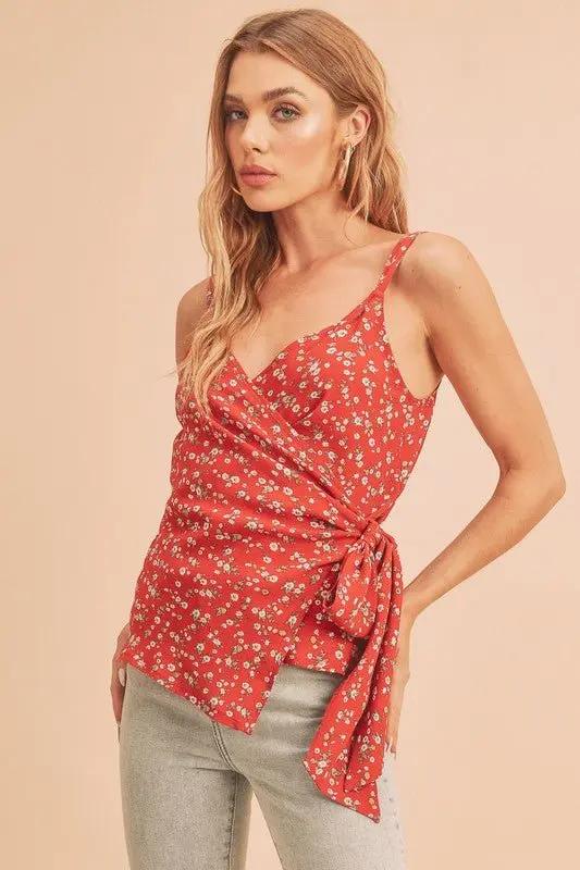 Jackets Trendsi Aemi + Co Ditsy Floral Cami Top - Red - Medium