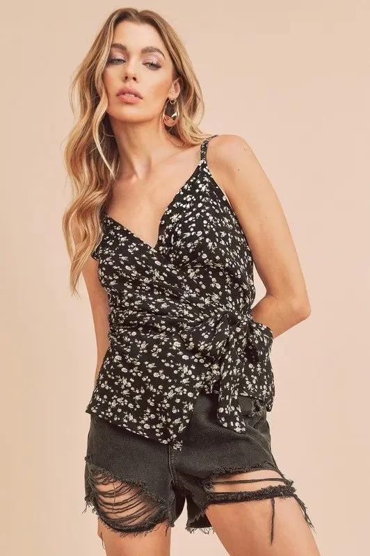 Women's Cami Top Cami Top - Ditsy Floral Surplice with Adjustable Straps