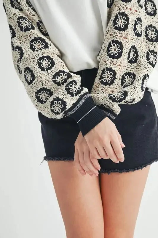 T-Shirts Trendsi Aemi+Co Crochet V-Neck Top Ivory Small