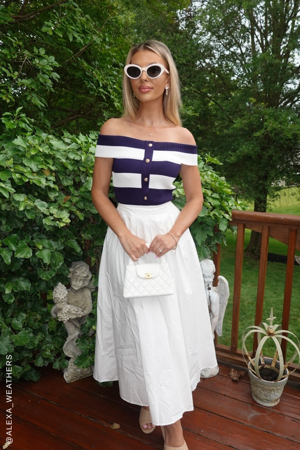 MODERN MUSE NAVY KNIT WOVEN MIDI DRESS