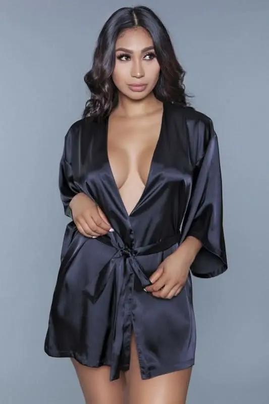 Women's Robe Robe - Long Sleeve Lace Detail - Elegant Boudoir Lingerie
