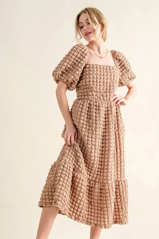 Dresses Trendsi And The Why Square Neck Puff Sleeve Dress - Full Size Women's Apparel