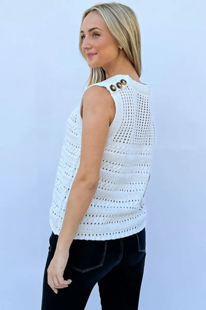 Jackets And The Why Hollowed Out Buttoned Tank by Lovesalve WS